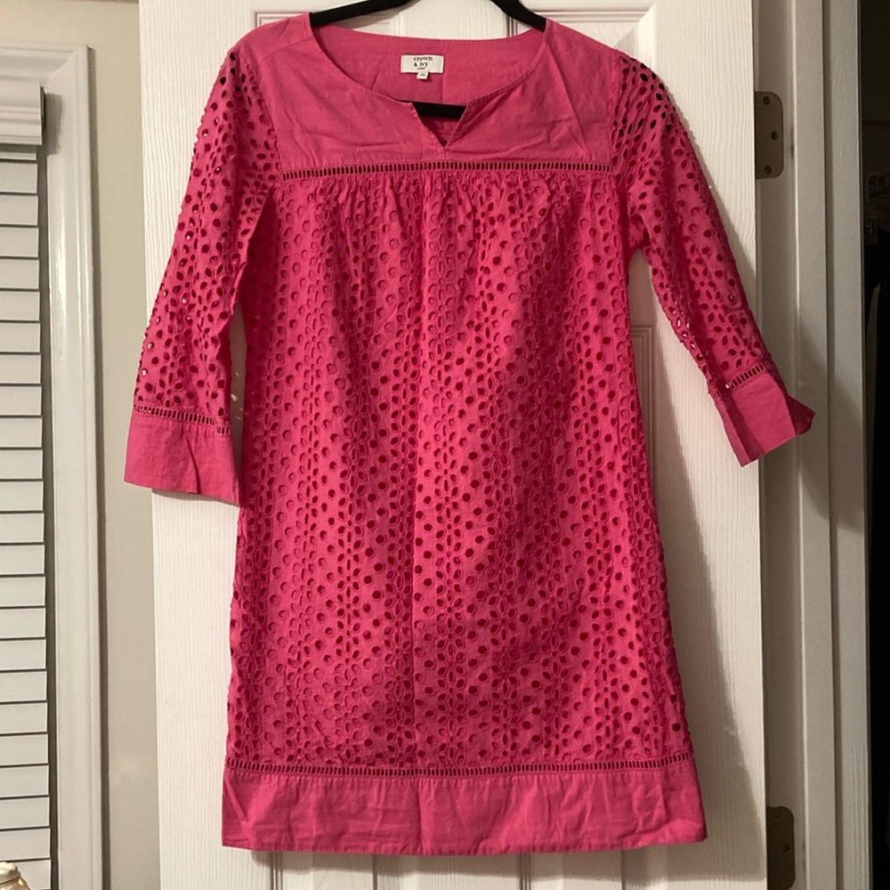Crown & Ivy Pink Eyelet Dress